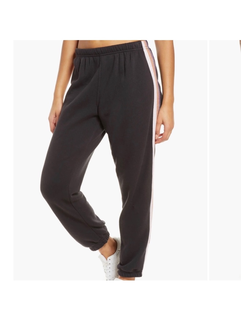 Spiritual Gangster Black Jogger Sweatpants with glittery Side Stripe